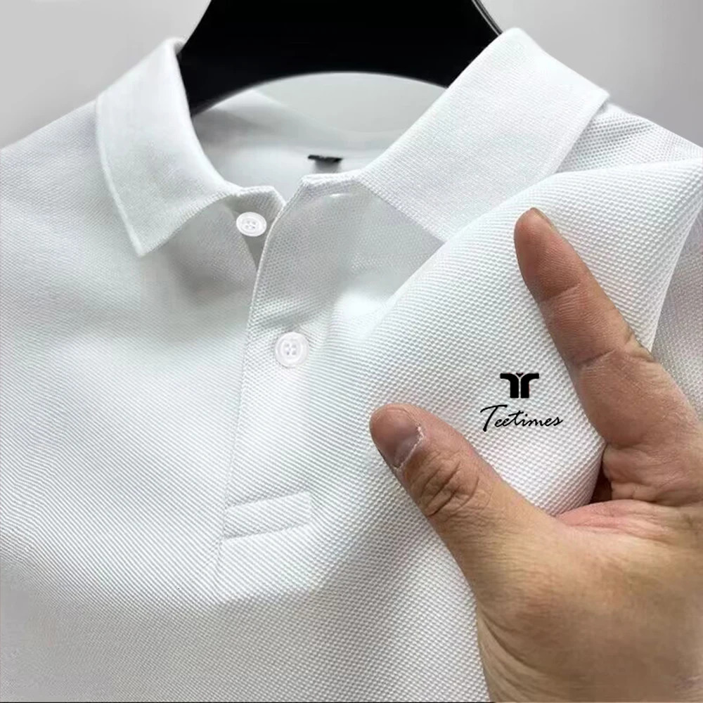 Mens short sleeved cotton polo shirt top with solid color and multi casual summer fashionable business 250326
