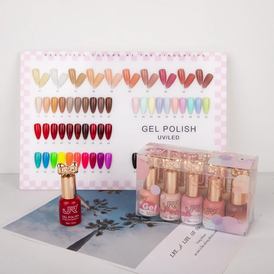 JR10pcs 12ml gel nail polish set Including Red Pink Nude Gel Polish Kit UV LED Soak Off Polish Home DIY top coat base coat gifts 250326