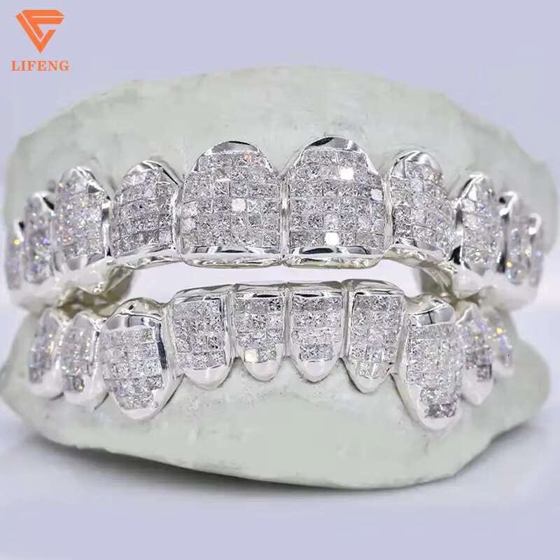 Custom S925 Sliver VVS Moissanite Grill Iced Out Womens and Men Jewelry Grills 1--20 Teeth Diamond Moissanite Grills