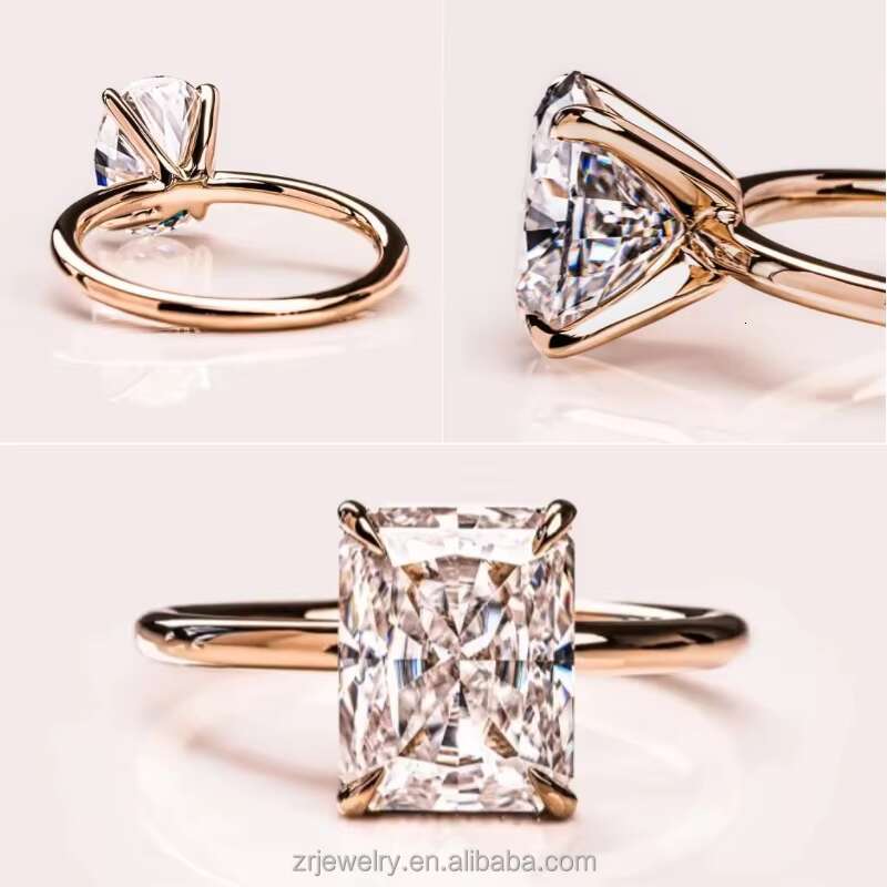 High Quality Fashion Jewelry 18K Plated Gold 2ct 3ct Engagement Wedding Diamond Moissanite Ring
