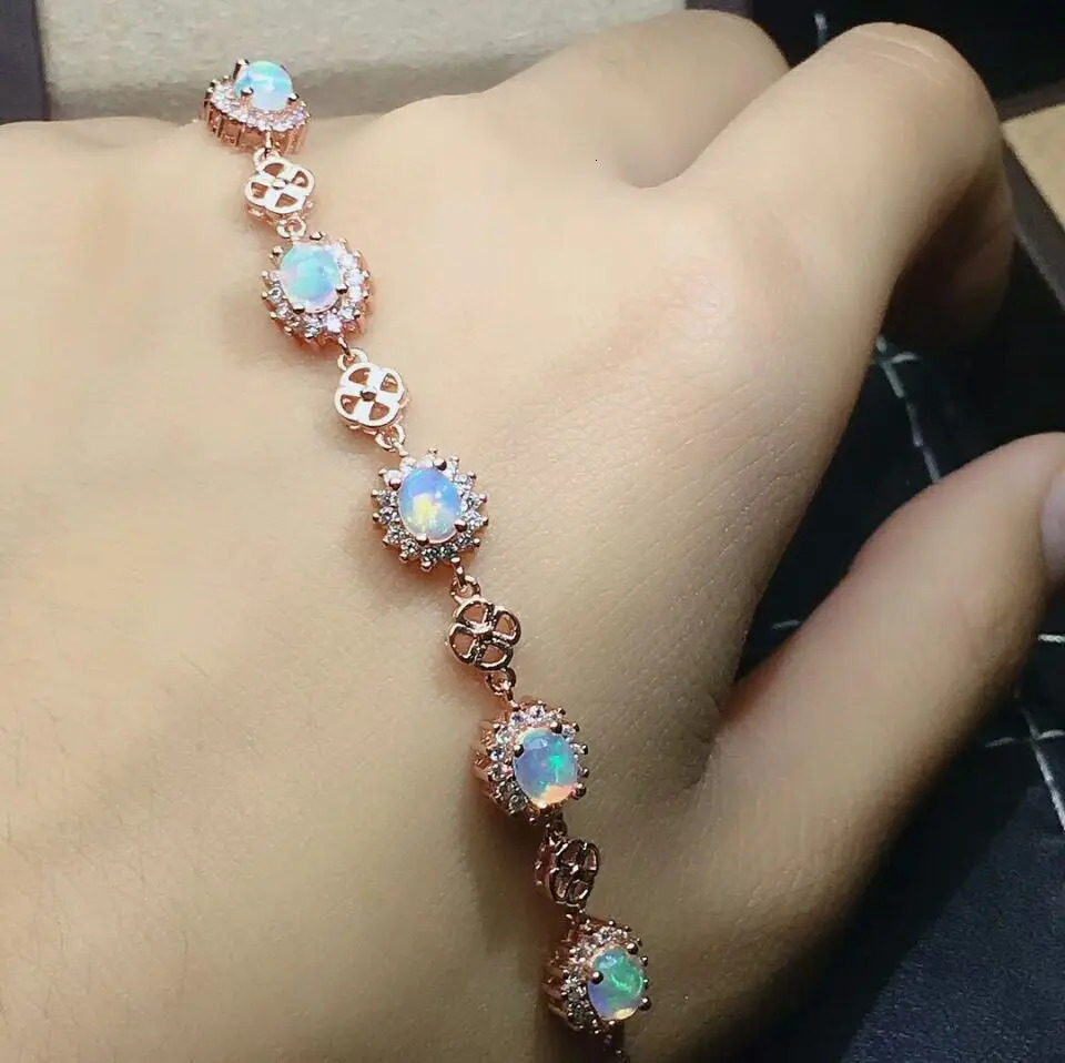MeiBaPJ Natural Opal Sunflower Ring Earring Bracelet 4-piece Womens Genuine 925 Pure Silver Exquisite Jewelry Set 250326
