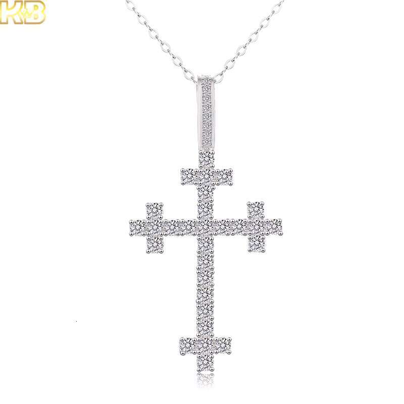 Silver 925 Moissanite Cross Pendant Iced Out Hiphop Design Modern Style Elegant Jewelry Perfect Daily Use