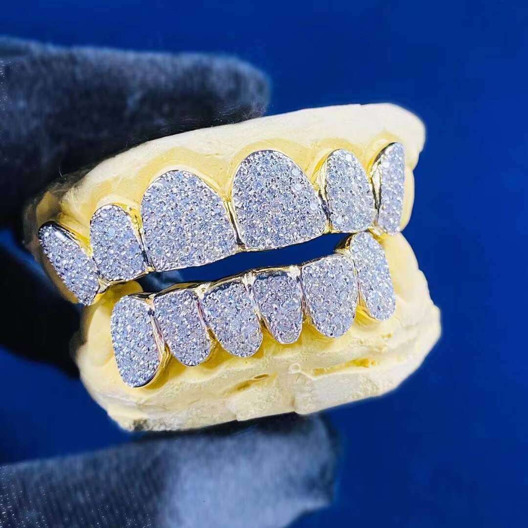 Custom Teeth Grillz 925 Silver 14k 18k Diamond/Moissanite Dental Grills Set Iced Out Grillz Hip Hop Bling Grills Teeth Grillz
