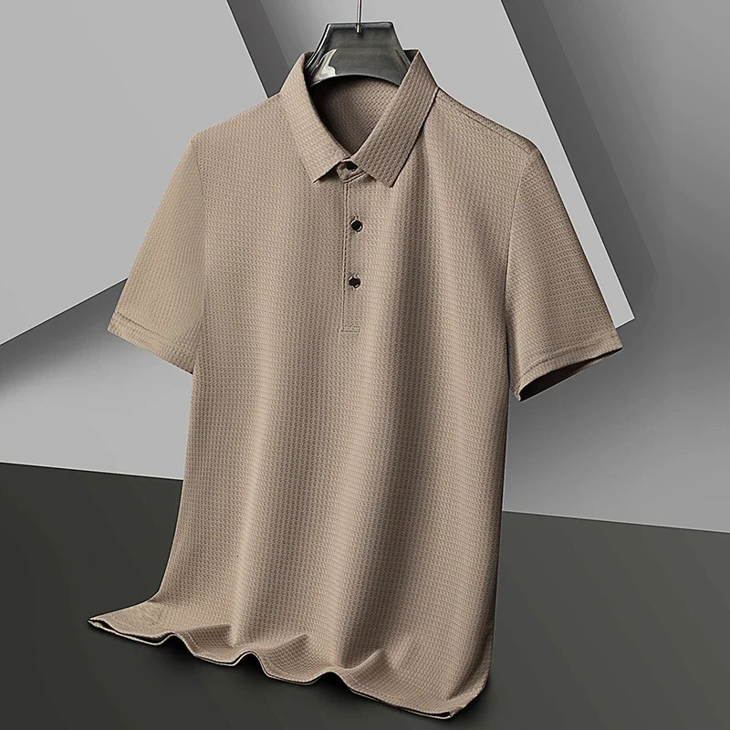 2024 Pineapple Grid Business Casual Polo Shirt Summer Fashion Short Sleeve Comfortable Breathable Top 250326