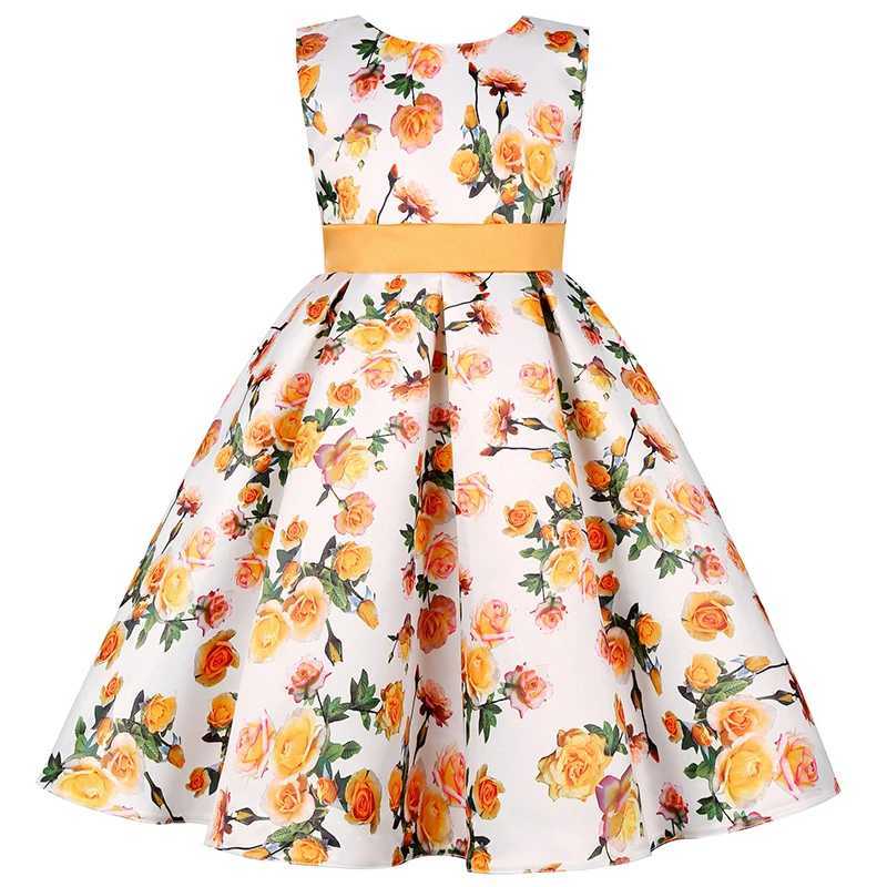 2 3 4 5 6 7 8 9 10 Year Flower New Girl Dress Summer Backless Bow Girl Princess Dress Birthday Party Gift Childrens Clothing W250326