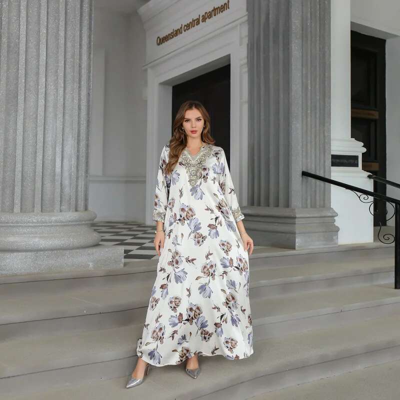 Dongdumaoyi Abaya Damesgewaad Dubai Midden Oosten Turkse Moslim Strass Dames Groot Gewaad W