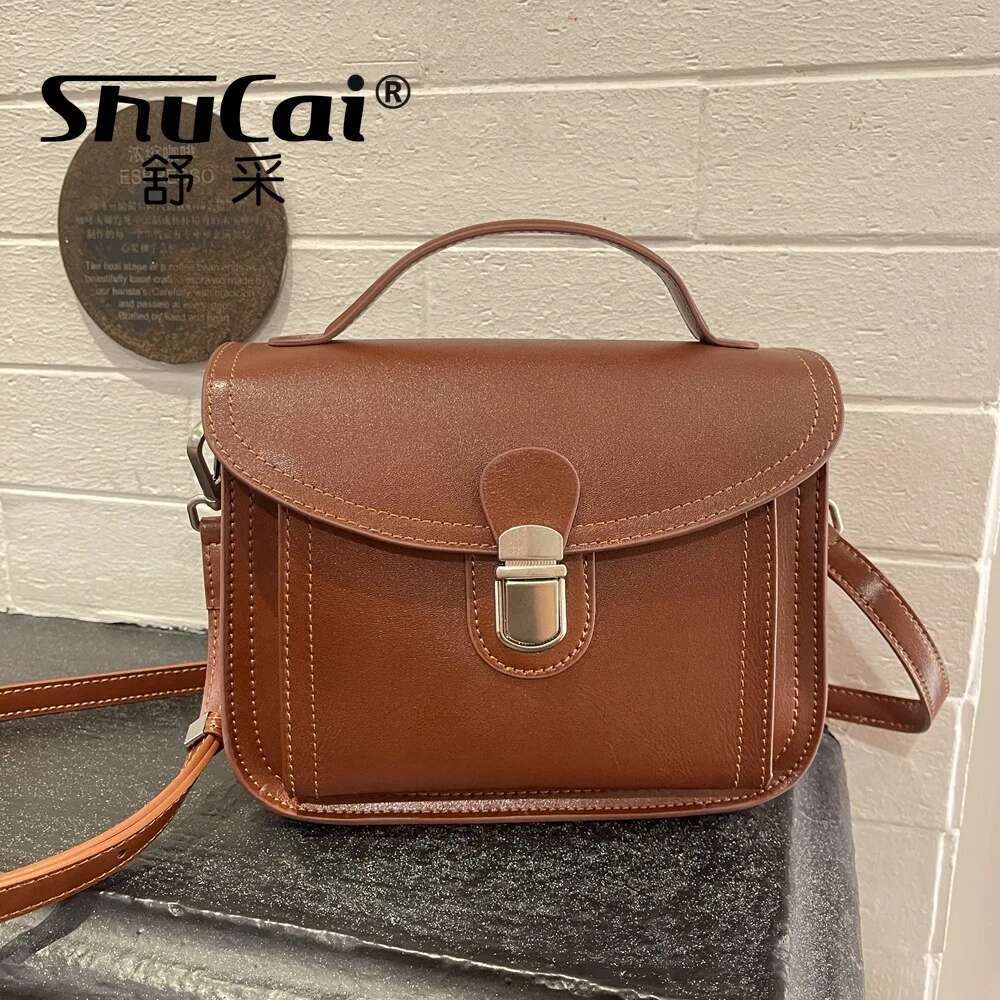 Head Layer Vegetable Tanned Cowhide Vintage Messenger Leather Women's Crossbody Handbag Shoulder Bag