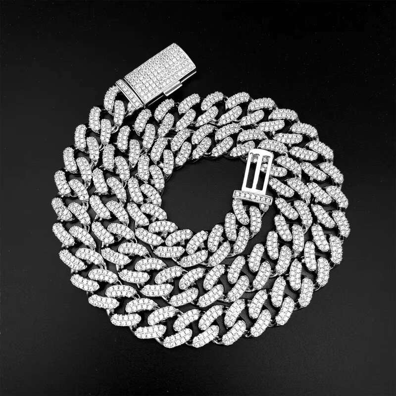 Sterling Silver 925 10mm Cuban Moissanite Jewelry Miami Cuban Link Chain