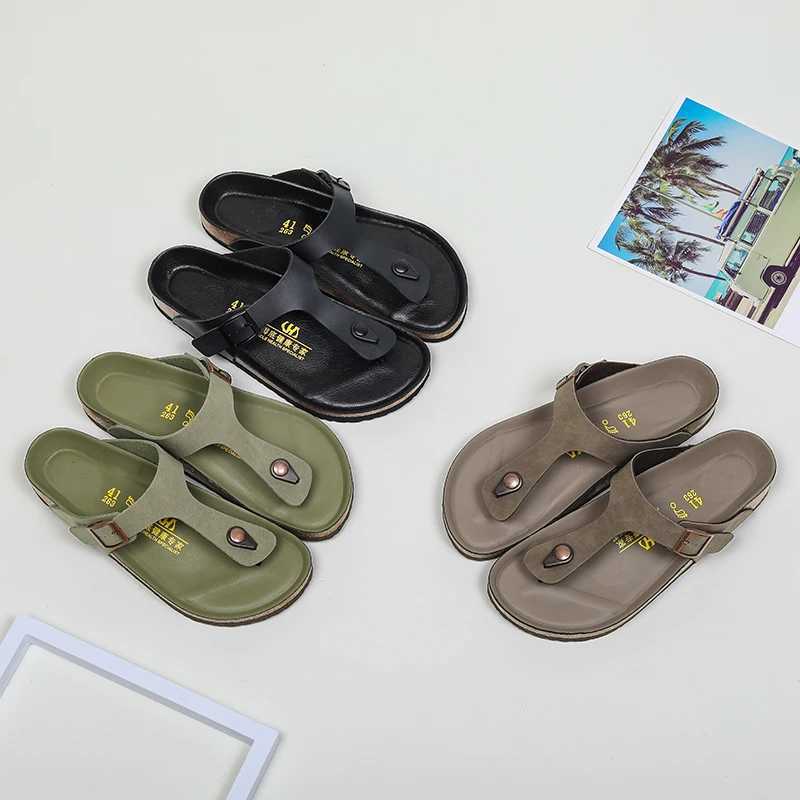 2024 new Italian mens leather flip cool beach summer shoes hotel slippers mens large-sized 46 light apartment luxury mens shoesXJ250326