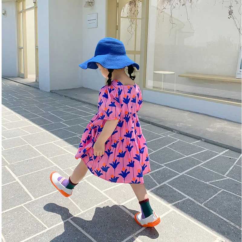 Summer girls dresses fashionable and bright colorful floral dresses loose and cute girls dresses baby and childrens clothing W250326