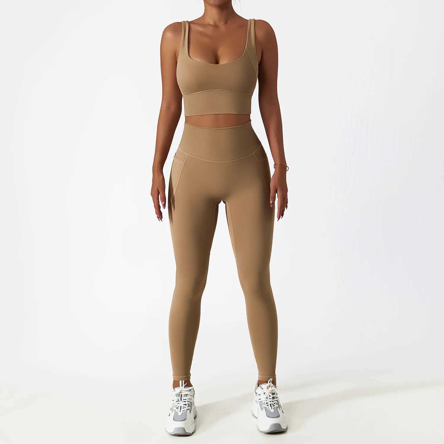 2PCS seamless womens track and field clothing yoga set sportswear gym clothing sportswear bra high waisted leg sportswear W250326