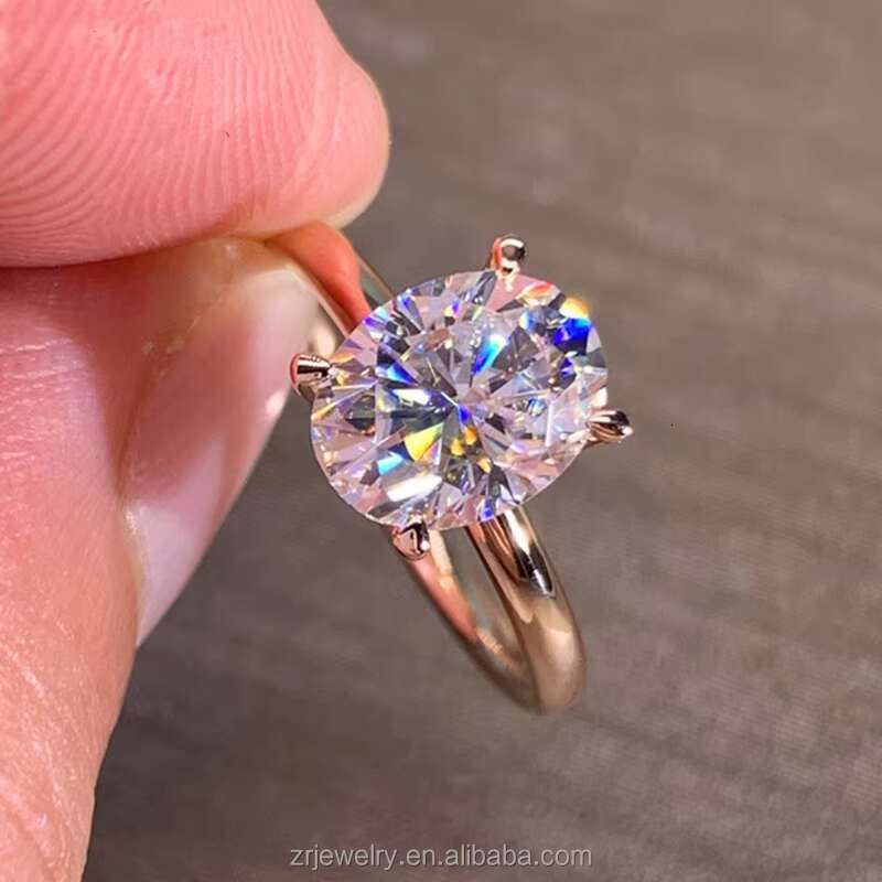 High Quality Fashion Jewelry 18K Plated Gold 2ct 3ct Engagement Wedding Diamond Moissanite Ring