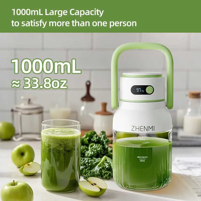 Portable juicer 33 ounces. Container USB-C charging easy to clean suitable for juicing fruits and vegetables Z250326
