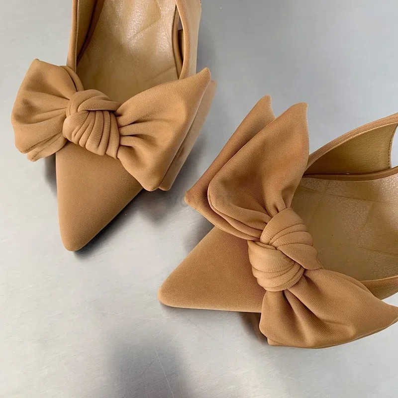 2024 Summer Brand Wen Slingback Sandals Shoes Fashion Bow-knot Pointed Toe Slip on Ladies Elegant Dress Pumps Shoes Z250326
