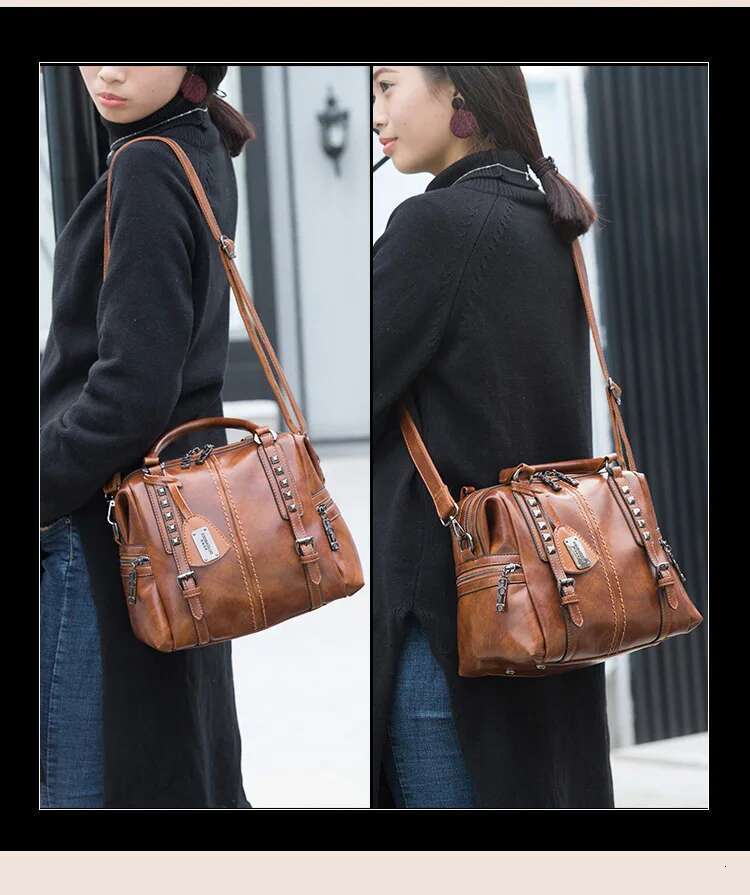 Women Rivet Shoulder Messenger Bag Designer Handbags Leather Crossbody Ladies Hand Bags For Woman Bolsa Feminina