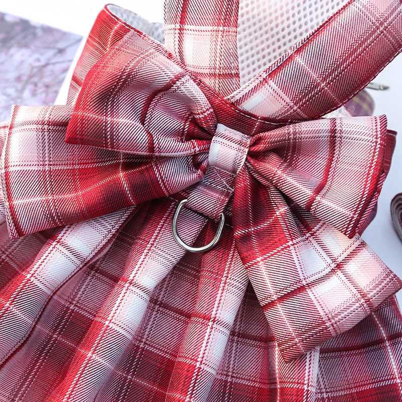 Bow dog collar cute pet harness chest strap leash cat and dog clothing harness vest princess Tutu dress X250326