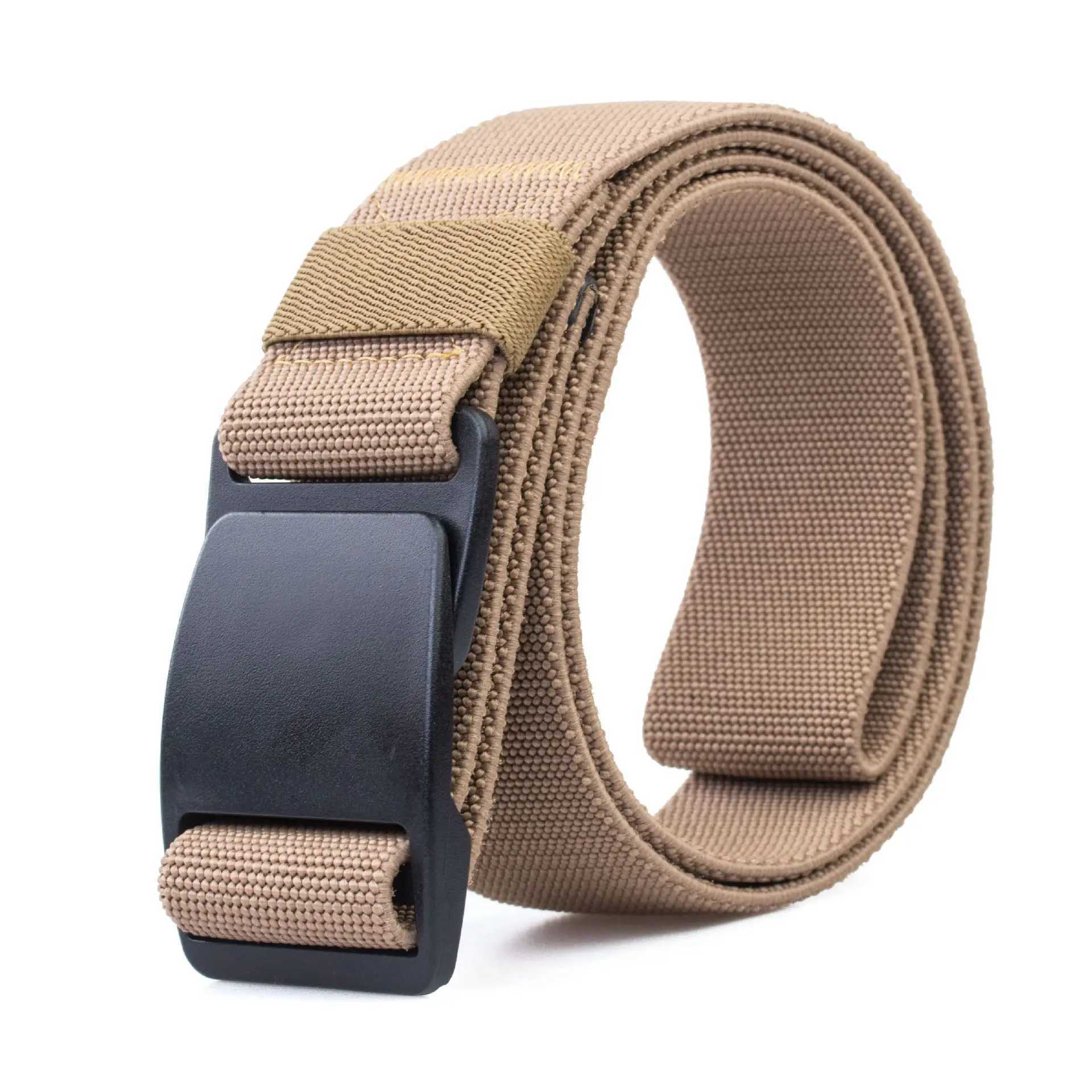 Tactical mens elastic strap black plastic buckle military adjustable outdoor shoulder strap plastic buckle leisure strap blue W250326