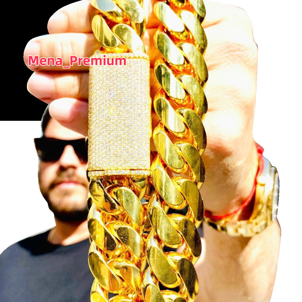 Wholesale Choker 18k Gold Chunky Custom Gold Cuban Link Chain 24k Gold Cuban Miami Chain 20mm Miami Cuban Chain Necklace