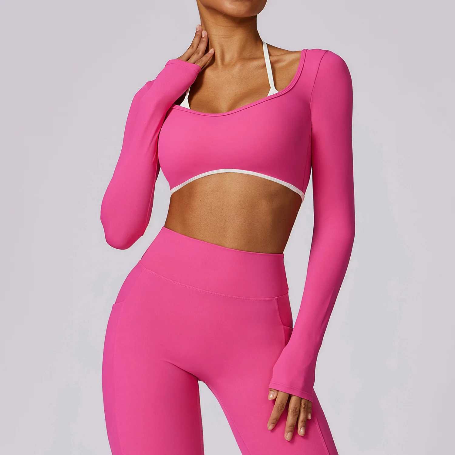 Sexy backless yoga long sleeved push up crop Top womens gym clothing Breathable yoga shirt Fitness training sports top W250326