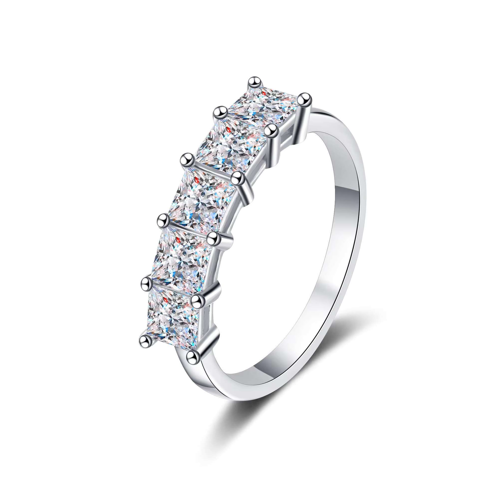 Womens Princess Cut Moissanite Ring in 925 Sterling Silver