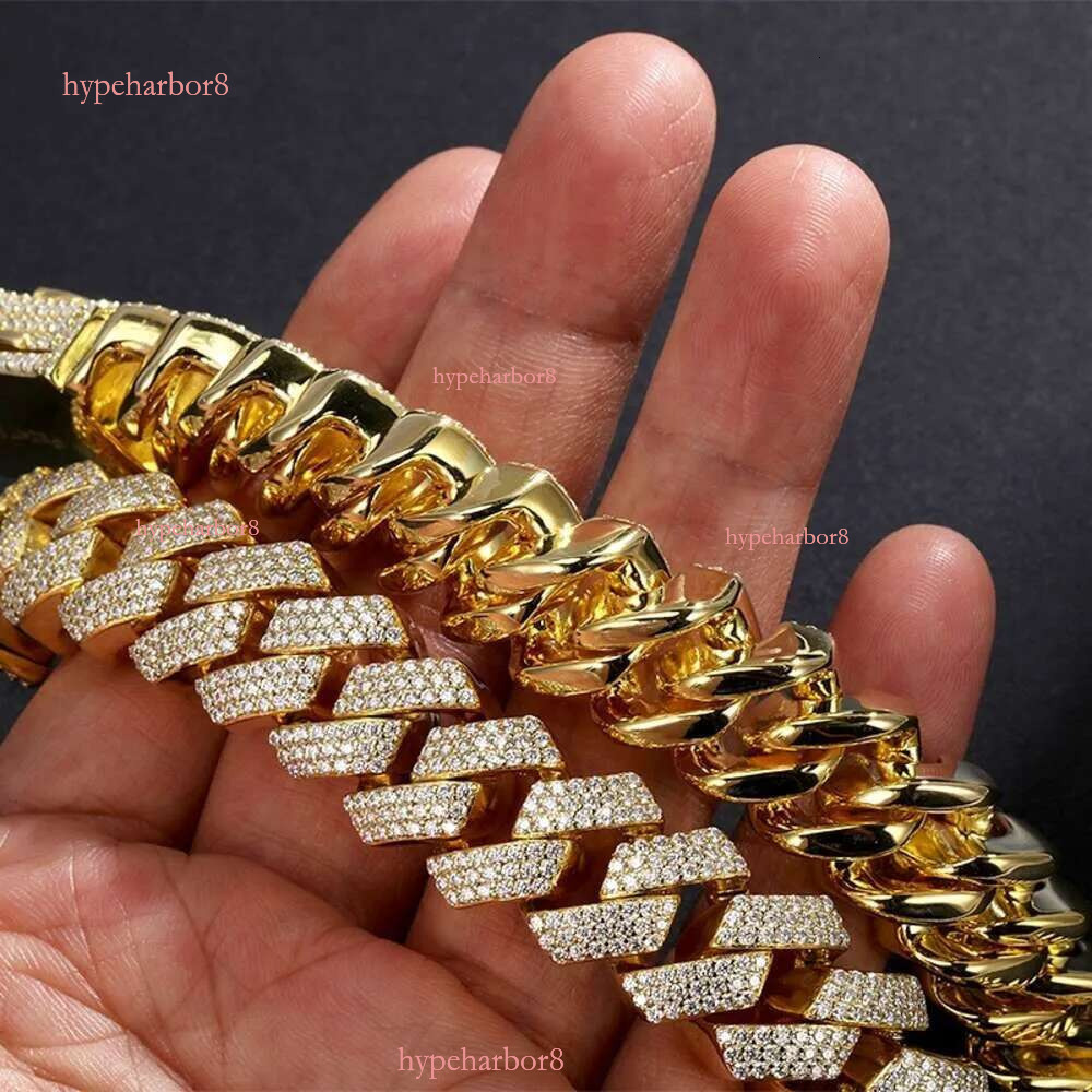 Necklace moissanite chain cuban k chainHip Hop Jewelry Custom VVS Lab Dia Mossinate Chain Men 14k Gold Vermeil