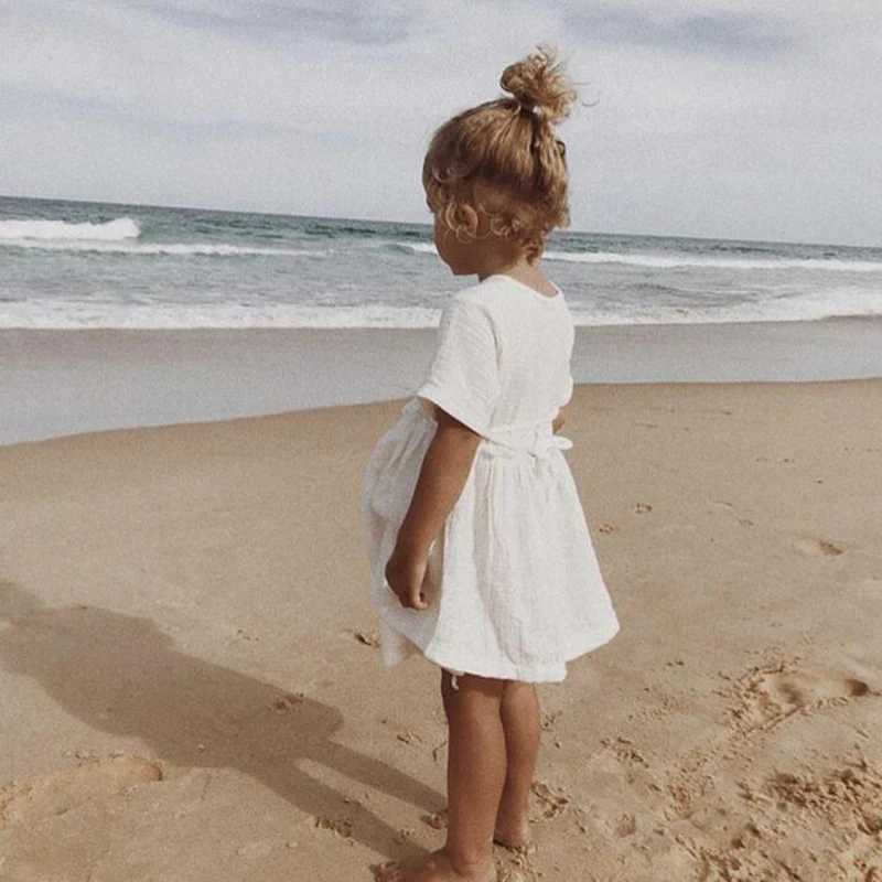 New summer baby girl dress European and American childrens girl dress casual linen clothing pleated sweet princess dress W250326