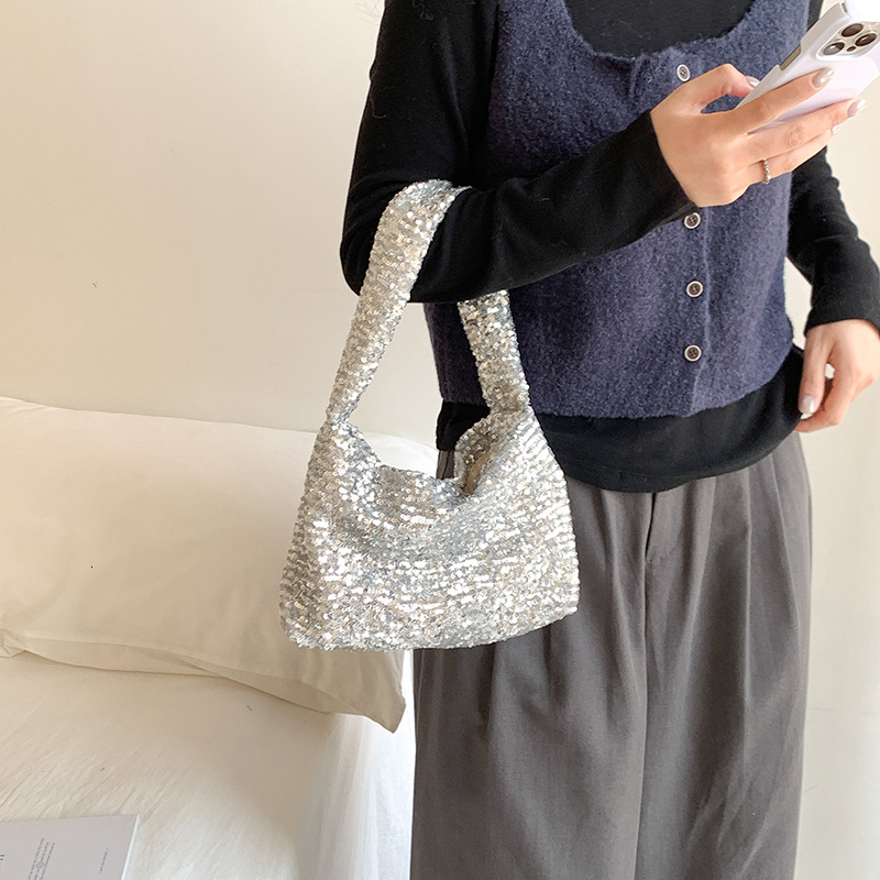 Korean Trend Sequin Large Capacity Handbag 2025 Spring And Summer New Fashion Niche Design Full Star Shoulder Bag