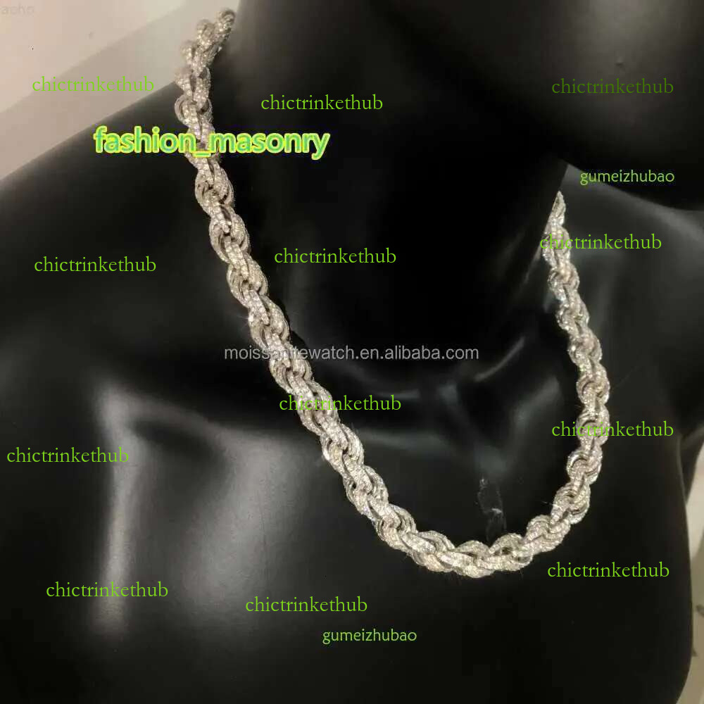 Twisted Moissanite S 10k 14k Solid Gold Hip Hop Men Jewelry Cuban Necklace Iced Out Vvs Dia Rope Chain