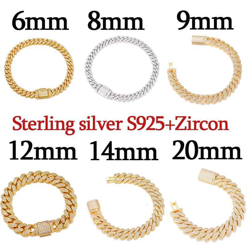 Hip Hop/Rock Iced Out Cuban Link Chain Necklace Sterling Silver 925 For Men Hip Hop Jewelry