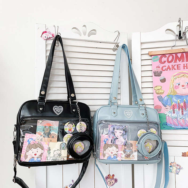 41 Cute Female Soft Girl Pain Transparent Academy Wind Tie Board JK Baby Single Shoulder Crossbody Bag