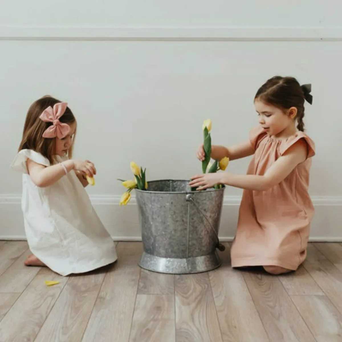 Summer toddler baby dress pure cotton simple girl home dress pure cotton childrens dress casual childrens loose dress W250326