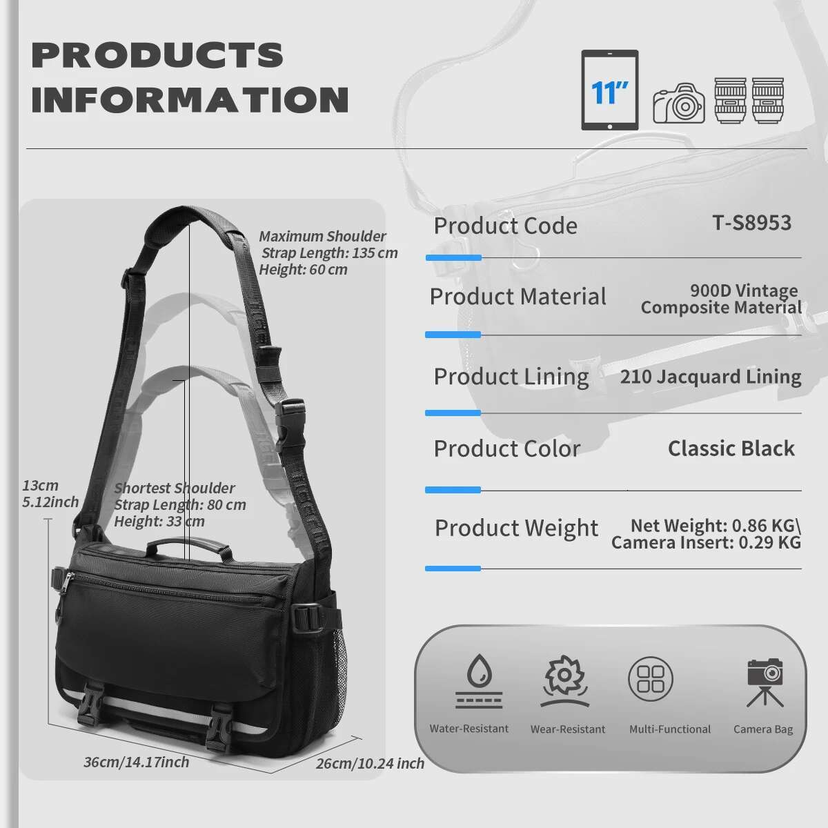 Lifetime Warranty Men' S Shoulder Waterproof Camera Fashion Messenger For Men Crossbody Bags Outdoor Pack Video Bag