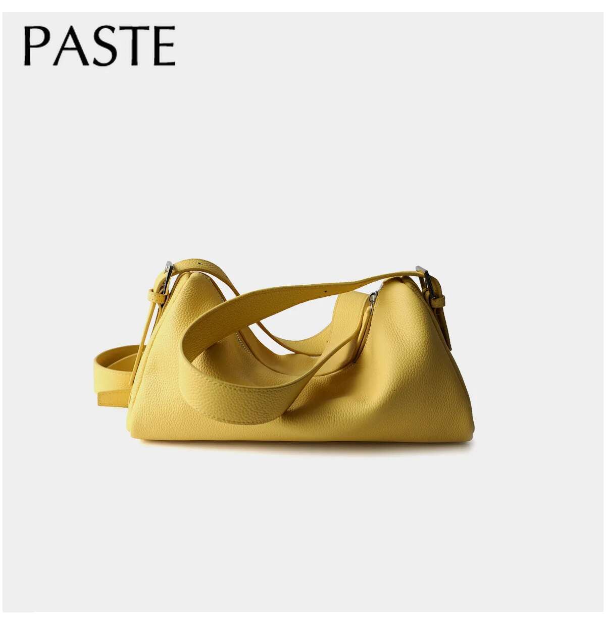 Ins Chic LOCK Design Soft Horizontal Cydrical Shape Pillow 100% Real Leather Women Shoulder Bag Yellow Purse