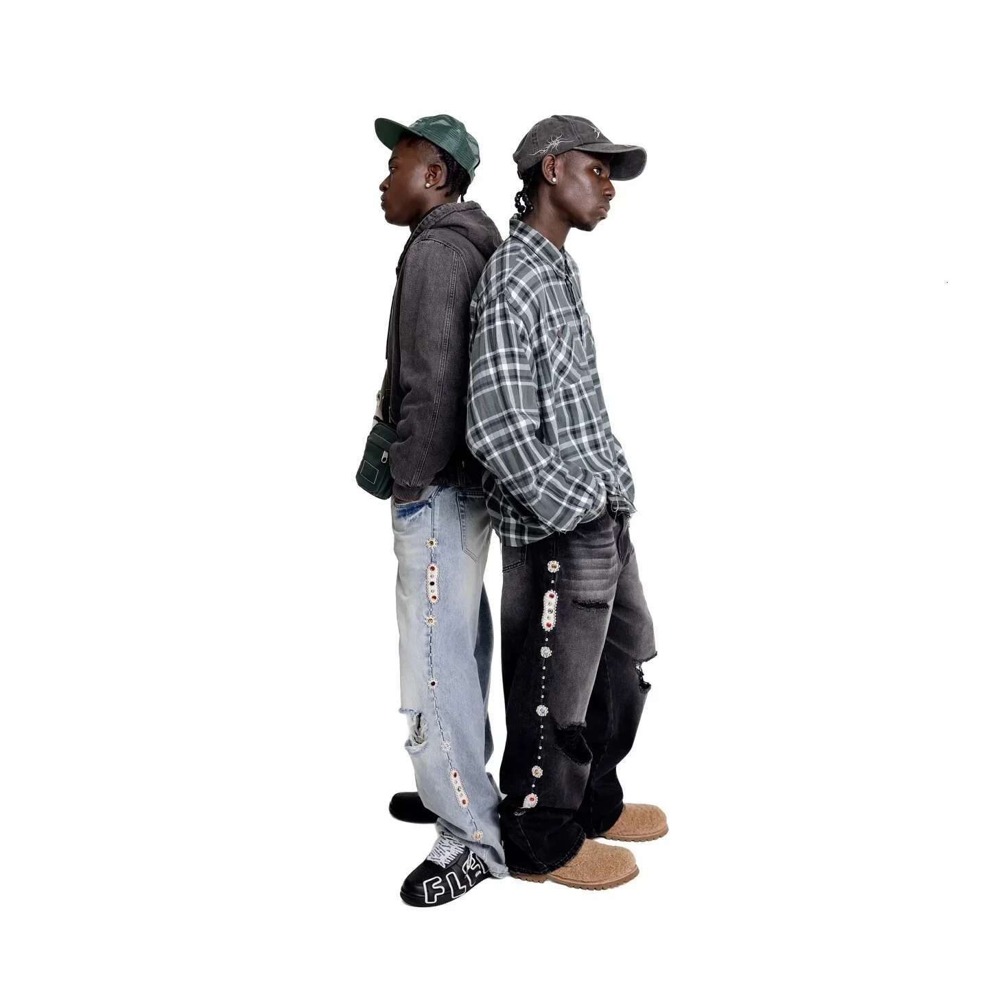 American Trendy Retro Straight Men's Washing High Waist Y2k Aesthetic Clothing Couple Hip Hop Skateboard Wide-Leg Jeans