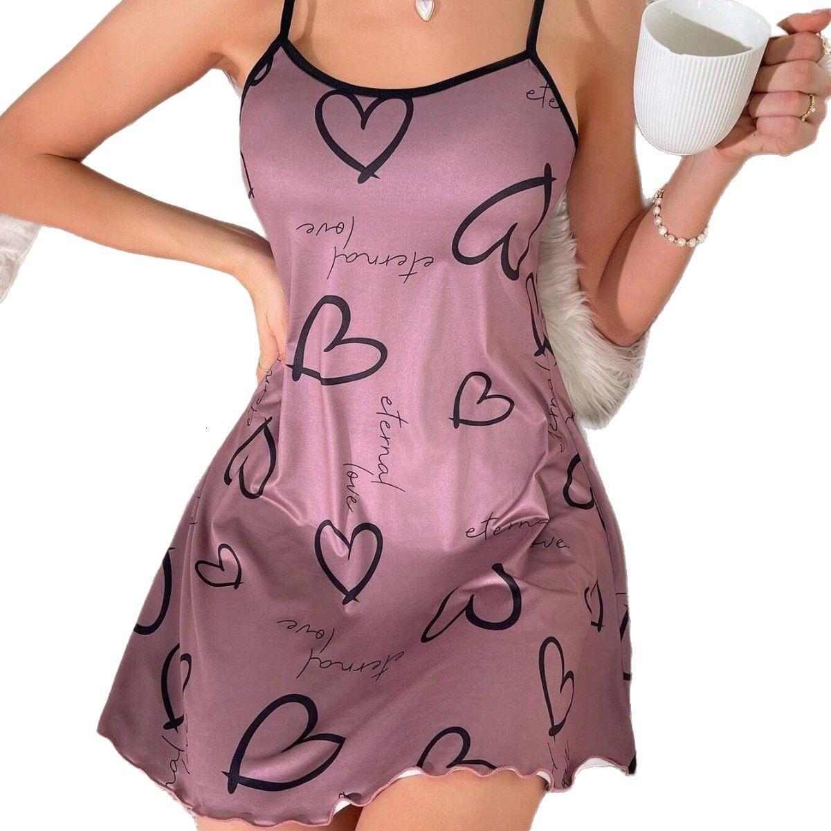 New spring and summer printed women's sleeveless camisole nightgown, home wear, pajama set, pamas