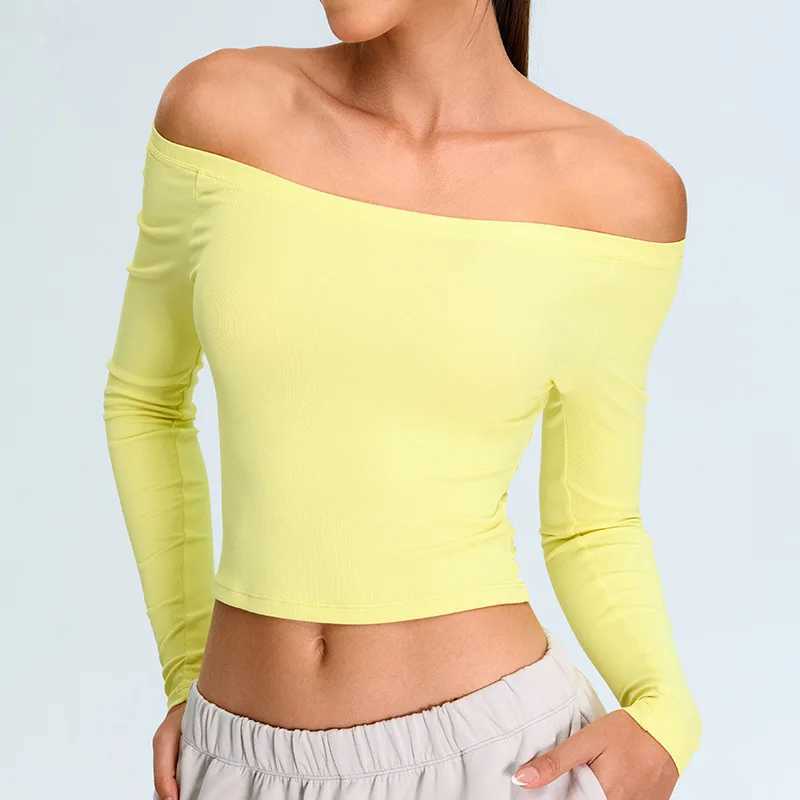 Home>Products>Strapless Long Sleeve Yoga T-shirt>Womens Solid Sports Shirt W250326