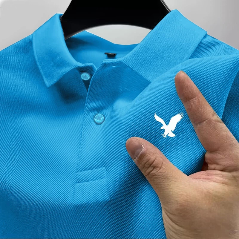High end mens 100 cotton short sleeved polo shirt summer Korean fashion printed Tshirt business casual clothing 250326