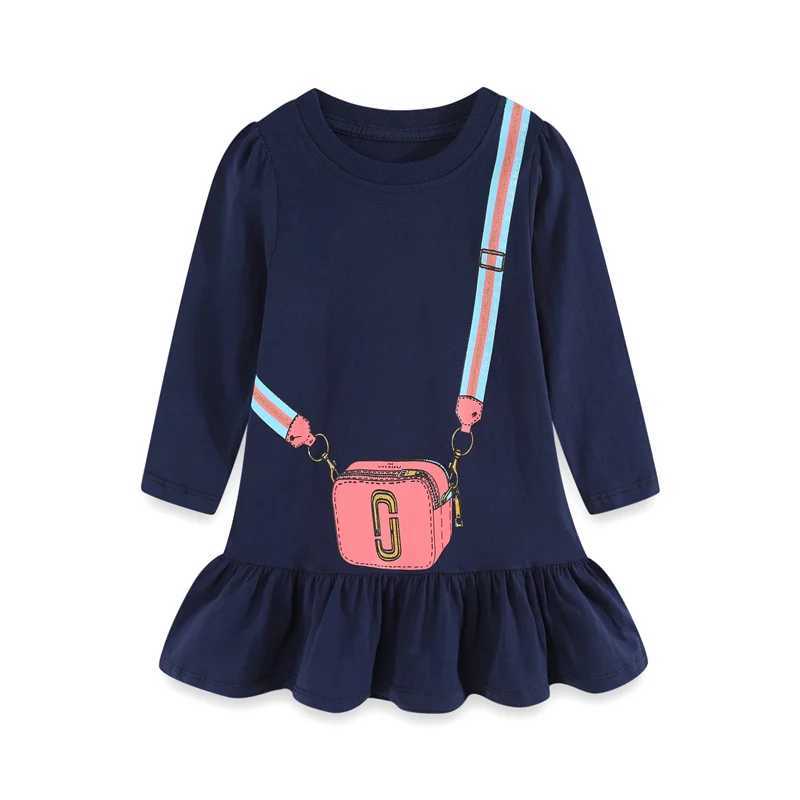 Jumping Meters 2-7T Princess Dress Bag Printing Par Childrens Clothing Autumn and Winter Frog Clothing for Preschoolers W250326