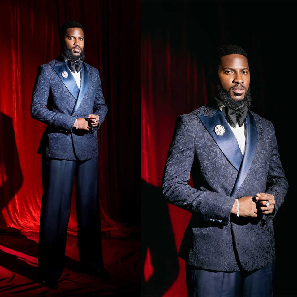 Jacquard Patterns Mens Tuxedos Handsome Double Breasted Party Birthday Groom Wear 2 Pieces Customized Cosplay Outfits