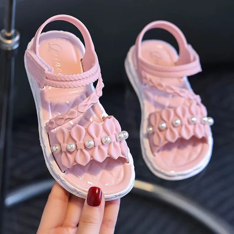 Girls Elegant Sandals - Versatile Stylish For IndoorOutdoor Beach-Ready Princess Shoes With Beaded Tassels Breathable Li 250326