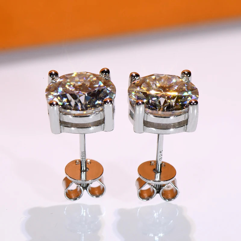 IOGOU m/4mm/5mm/6.5mm/8mm/9mm/10mm/11mm Certified D VVS1 Stud Earrings 925 Silver Earrings For Women Men Jewelry 250318