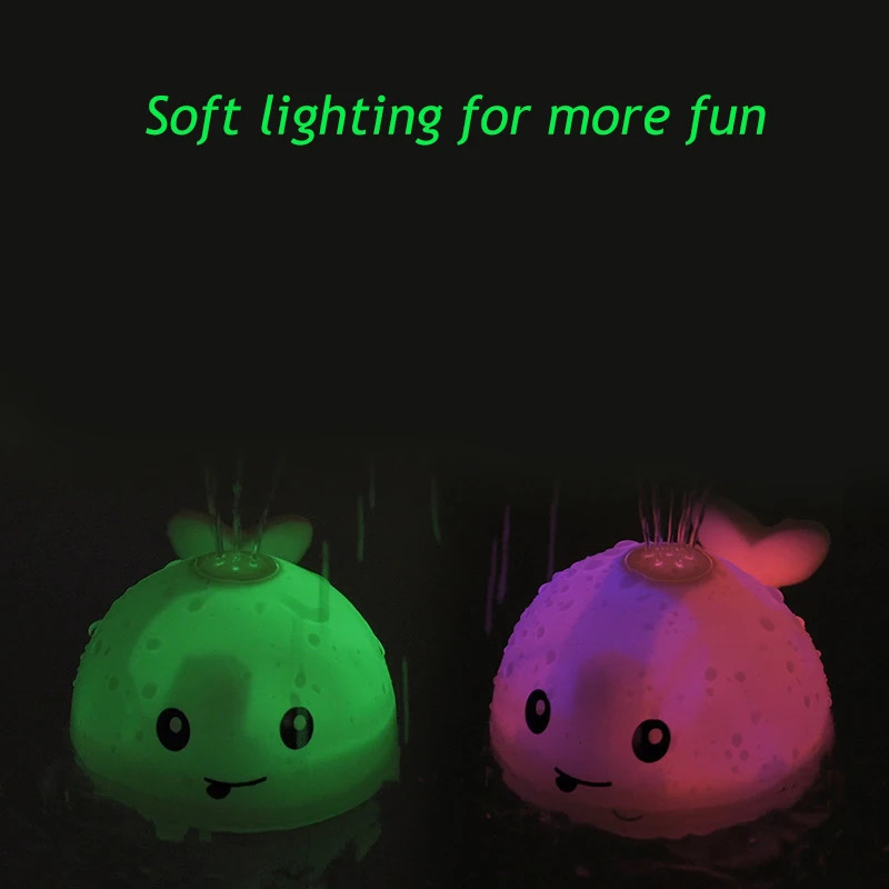 Electric Cartoon Whale Flashing Ball Water Squirting Sprinkler Baby Bath Toy Automatic Squirting Water Baby Bath Toy 250326