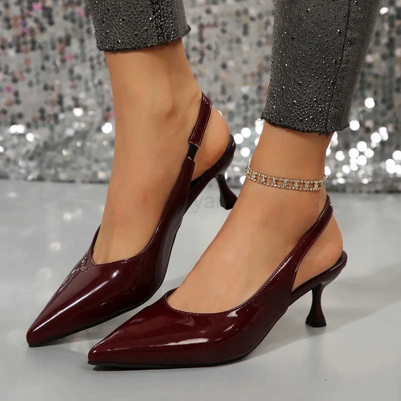 New in 2025 Pumps Footwear Elegant Wen Heeled Shoes Fashion Buckle Strap Fem Pointed Toe Slingbacks Ladies High H Shoes Z250326