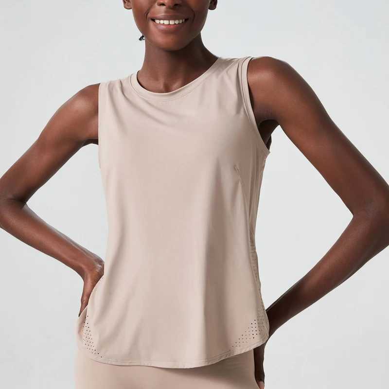 Summer sleeveless yoga T-shirt for women loose fit fitness running vest breathable and quick drying gym vest womens sportswear W250326