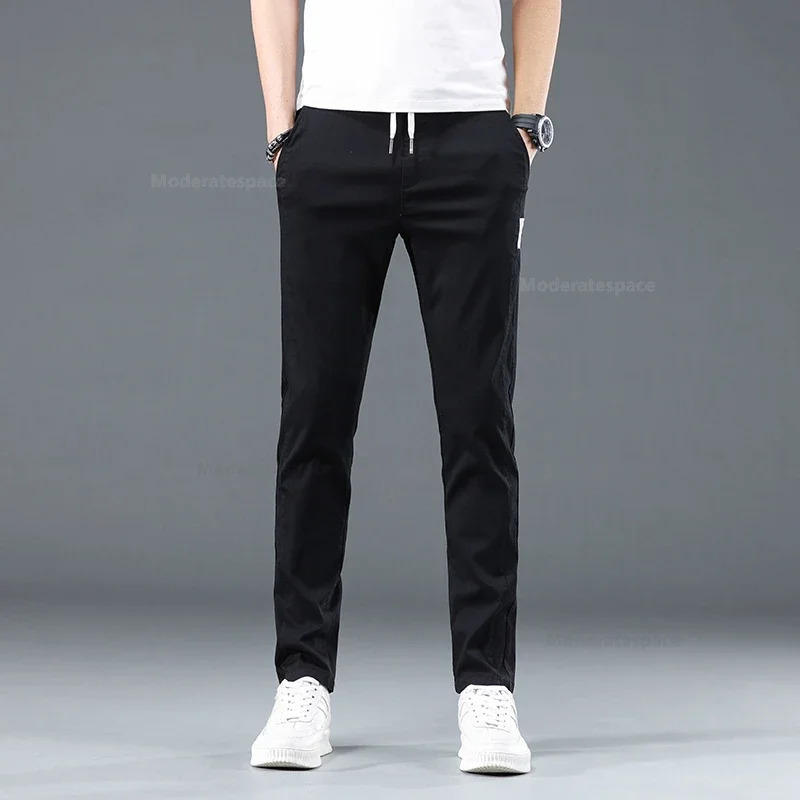 Summer thin cotton mens casual ultrathin pants soft and comfortable elastic folds durable brushed classic 250326