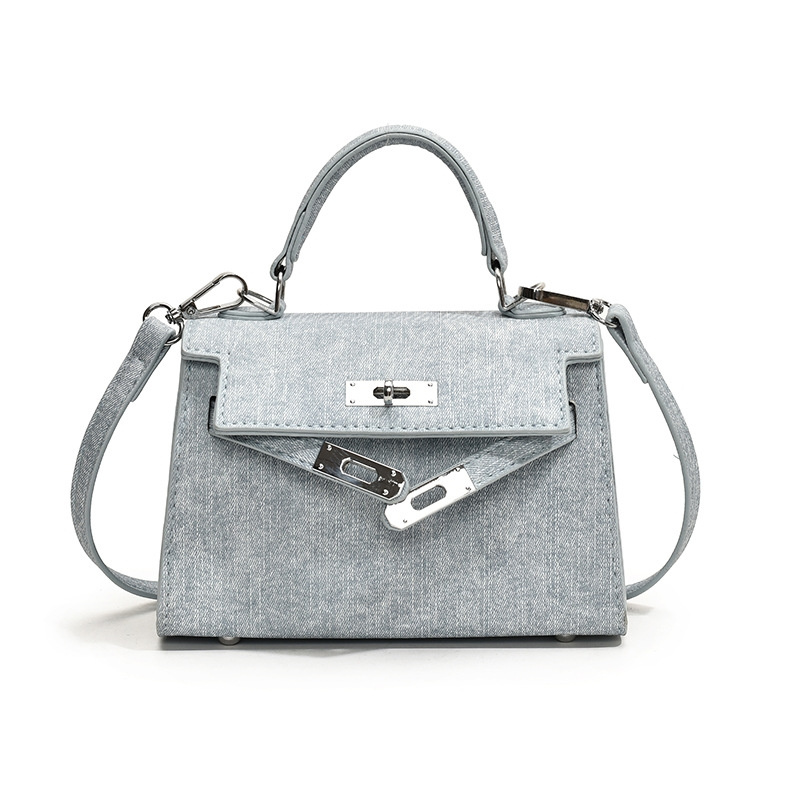 Free shipping 2025 new designer bag, fashionable and casual denim pattern, solid color handheld shoulder bag, women's daily outfit