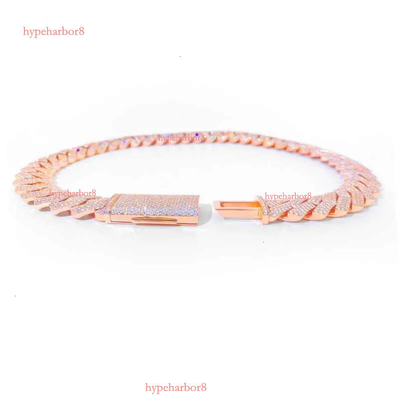 bracelet designer jewelry moissanite chain cuban k High Quality 3 Rows VVS Moissanite Dia Chain White Rose Gold Plated Hip-hop chains for men necklace