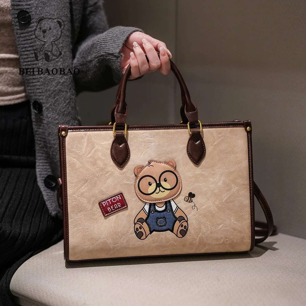 Beibaobao 2025 New Trendy Texture Large Capacity Tote Handheld Shoulder Fashion Versatile Women's Bag Bolsas SAC
