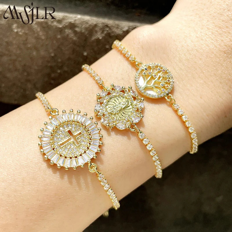 MVB-013 Cute Style Adjustable Hollow Round Bracelet Womens Wedding Gift Diamond Zircon Adjustable Accessories Jewelry 250326