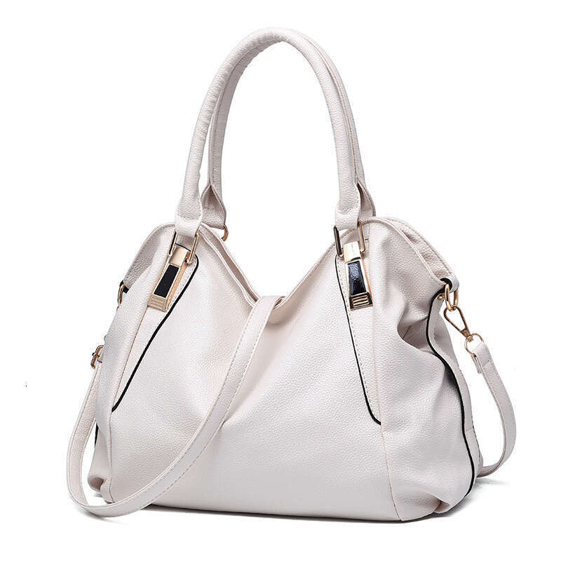 77 2025 Fashion Soft Leather Handbag Large Capacity Middle aged Women's Single Shoulder Crossbody Bag
